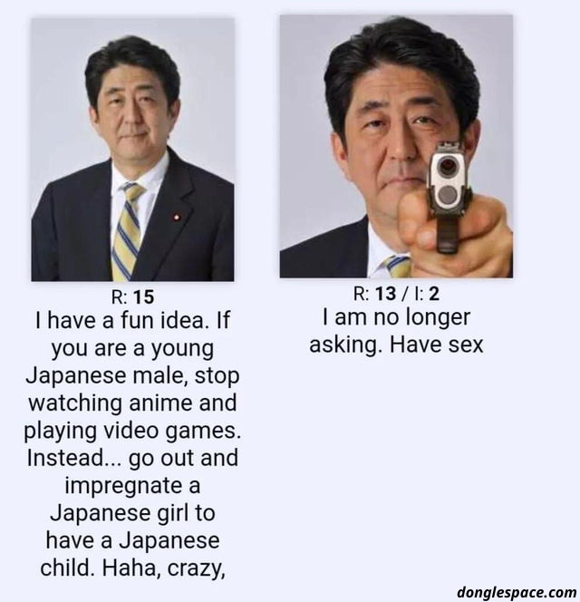 Shinzo Abe is no longer asking you to have unprotected sex