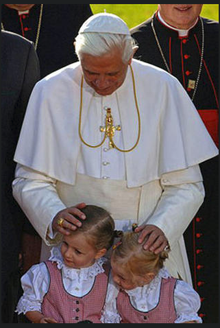Pope Benedict XVI blesses Elisabeth, left, and Viktoria in Altoetting, Germany, on Monday, Sept. 11, 2006.CREDIT:&nbsp;AP Photo/Wolfgang Radtke, Pool