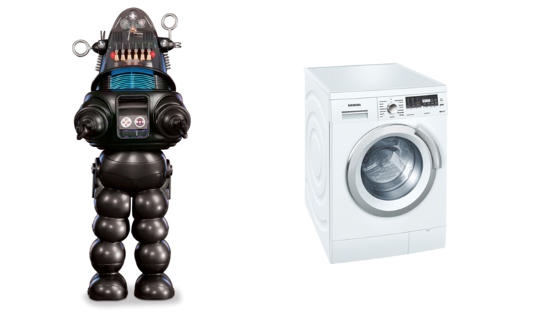 On the left, what everyone thinks machine learning is.On the right, what is actually is.