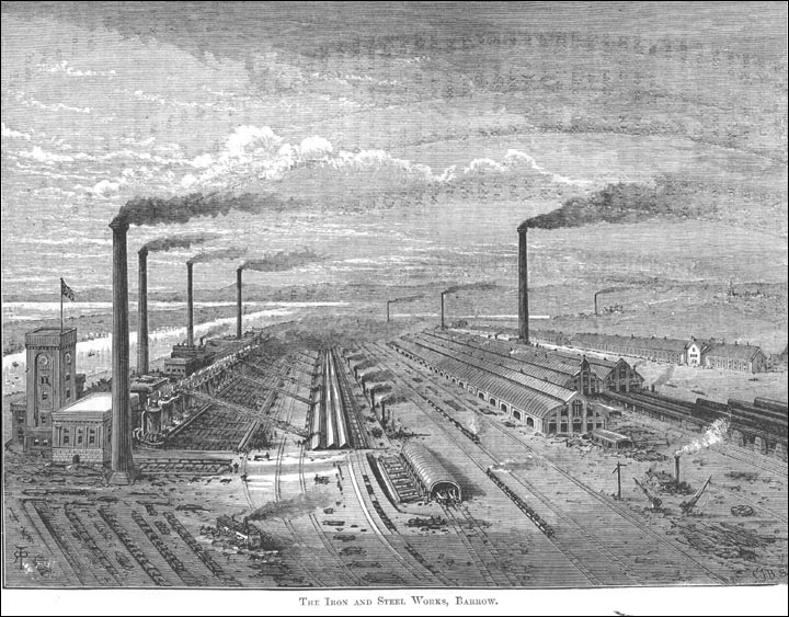 Barrow SteelworksBy unknown - 1877 or earlier, republished by University of Strathclyde project - http://victoria.cdlr.strath.ac.uk/browseTimeline.php?group=&year1=&year2=, Public Domain, https://commons.wikimedia.org/w/index.php?curid=14652…