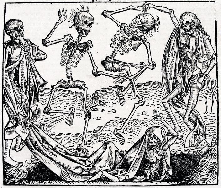 The Dance of Death (1493) by Michael Wolgemut, from the Liber chronicarum by Hartmann Schedel.Public Domain, https://commons.wikimedia.org/w/index.php?curid=81408