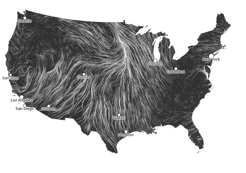 Almost Real Time Wind Map of the US